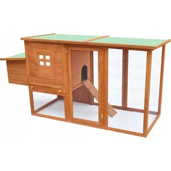 Dřevěná klec pro slepice s výsuvným podnosem 192x75x103 cm, zelená D