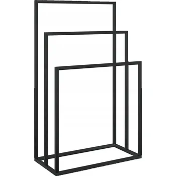 Držák na ručník Železný stojan na ručníky, 3-patrový, černý, 48x24x79 cm