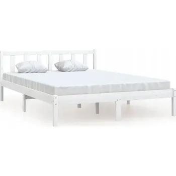 Postel Bílý rám postele 120x200 cm z masivního borovicového dřeva