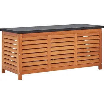 Zahradní lavice Lavice s úložným prostorem z masivního eukalyptového dřeva a kovu, 117x50x55 cm, černá