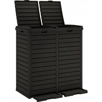 Odpadkový koš Venkovní odpadkový koš s Dvojitým Uzávěrem, Imitace Dřeva, 230 l