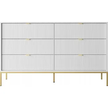 Komoda Komoda Bettso Nova bílá, laminovaná deska, 6 zásuvek, zlatý rám