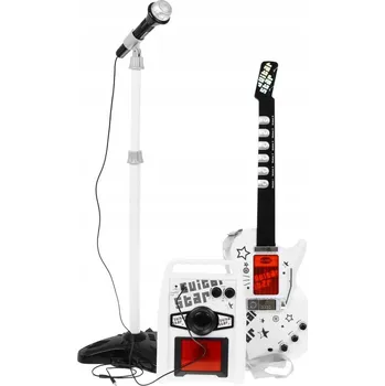 Hudební nástroj pro děti Elektrická kytara s mikrofonem a zesilovačem Ramiz ZMU.HK-9010D bílá