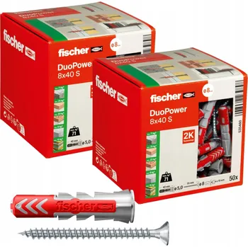 Hmoždinka FISCHER DUOPOWER 8x40S Hmoždinka - Šroub pro sádrokarton, cihly, tvárnice x2