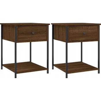 Noční stolek Noční stolky z materiálu na bázi dřeva, hnědý dub, 44x45x58 cm