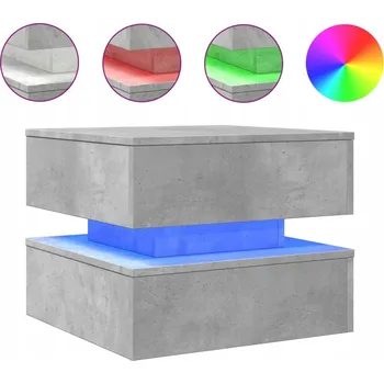 Konferenční stolek Konferenční stolek LED RGB, dřevěný materiál, šedá betonu