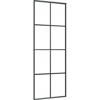 Interiérové dveře Posuvné hliníkové dveře s matným ESG sklem, černé, 76x205 cm