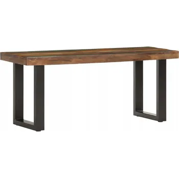 Zahradní lavice Industriální lavice z recyklovaného dřeva a oceli, hnědo-černá, 110x35x46 cm