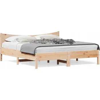 Postel Dřevěná borovicová postel 205,5 x 185,5 x 74 cm, neošetřená