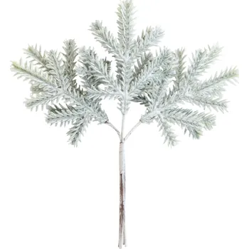 umělá květina Sada 6 zasněžených větviček 12×15 cm Umělé vánoční větvičky s ledovým efektem Zimní dekorace na stůl, věnec nebo výzdobu bílá