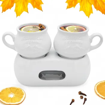 Sada 2x hrnek 300ml s ohřívačem z kameniny na svařené víno