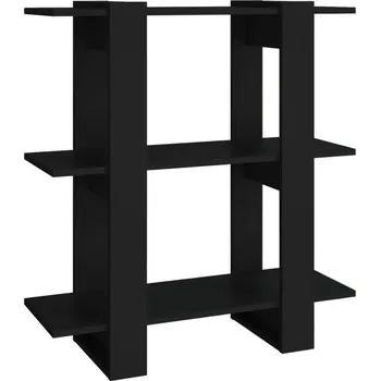 Knihovna Regál s dekorem dřeva, černý, 80 x 30 x 87 cm