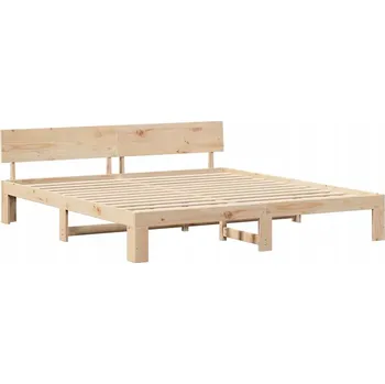 Postel Rám postele platforma 200x200 cm hnědá z masivního borovicového dřeva