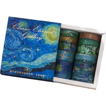 Balící papír Sada 10 pásek s květinovým motivem Zahradní malba v krabici 2 m pro zdobení deníků, plánovačů, pozvánek a dalších kreativních projektů