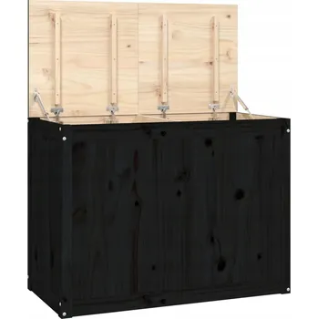 Koš na prádlo Koš na prádlo z masivního borovicového dřeva 88,5x44x66 cm - černý