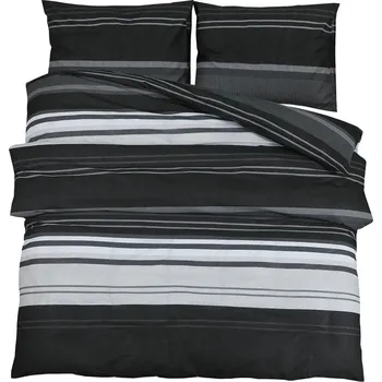 Povlečení Sada bavlněného povlečení, černo-bílé, 200x200 cm, 80x80 cm