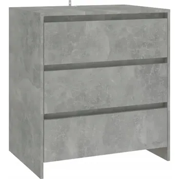 Komoda Boční skříňka se 3 zásuvkami, šedá betonu, 70 x 41 x 75 cm
