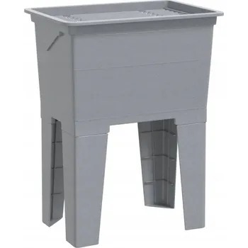 Vana Volně stojící vanička na praní s valchou a mýdlenkou, šedá, 59x41x75 cm