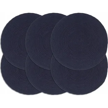 prostírání Ručně Pletené Prostírání na Stůl z Bavlny, Tmavě Modré, Ø38 cm, 6 ks