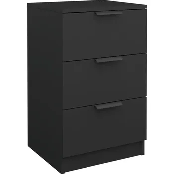 Noční stolek Noční stolek se 3 zásuvkami, černý, 40 x 36 x 65 cm, materiál na bázi dřeva