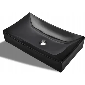 Keramické umyvadlo na desku, černé, 655x390x140 mm
