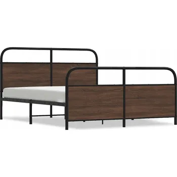 Postel Kovový rám postele hnědý dub 207 x 166 x 100 cm s čelem