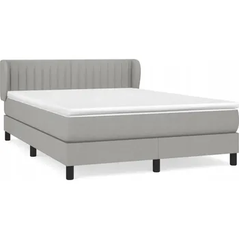 Postel Kontinentální postel světle šedá 193 x 147 x 78/88 cm s matrací 140 x 190 x