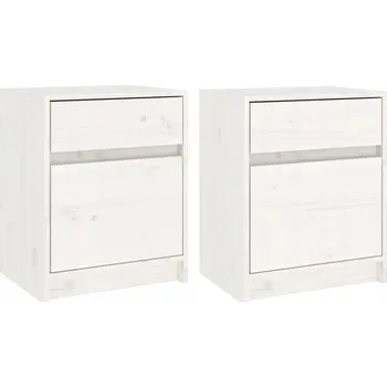 Noční stolek Noční stolek z masivního borovicového dřeva, bílý, 40x31x50 cm