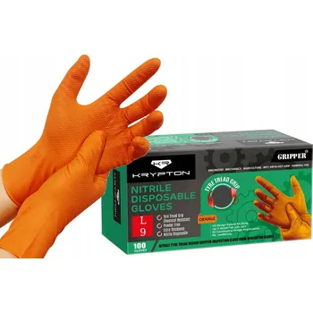 Vyšetřovací rukavice Nitrilové rukavice Krypton Gripper oranžové bez pudru, velikost L, 100 ks