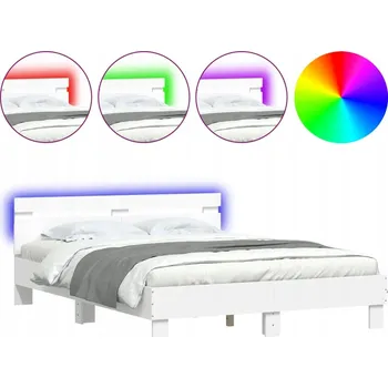 Postel Rám postele s RGB LED podsvícením, bílý, 203 x 145 x 70 cm