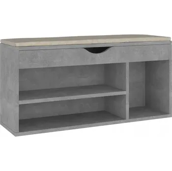 Botník Lavice do předsíně na boty s polštářem, šedá betonu, 104x30x49 cm