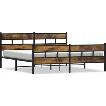 Postel Rám postele ocelový, kouřový dub, 207 x 187 x 91,5 cm