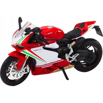 autíčko SPORTOVNÍ MOTORKA KOVOVÁ ČERVENO-BÍLÁ MODEL HRAČKA SVĚTLA ZVUKY