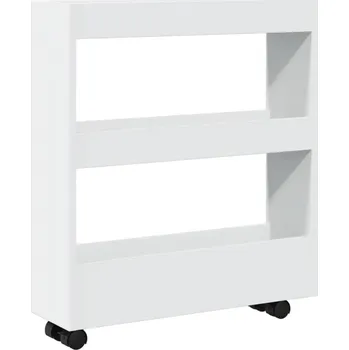 Servírovací stolek Servírovací vozík na kolečkách, bílý, 60x18x70 cm, dřevěný materiál