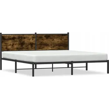 Postel Kovový rám postele, barva kouřový dub, 207 x 187 x 91,5 cm