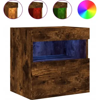 Televizní stolek Závěsná skříňka pod TV s RGB LED osvětlením, kouřový dub, 40x30x40 cm