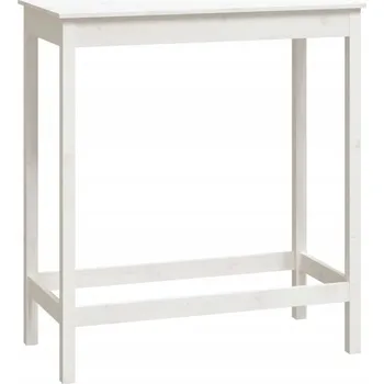 Jídelní stůl Barový stůl z masivního borovicového dřeva, bílý, 100x50x110 cm