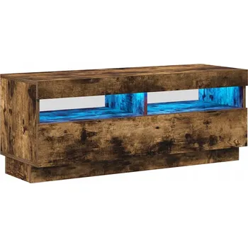 Televizní stolek TV stolek s RGB LED osvětlením, dřevotříska, kouřový dub, 100x35x4