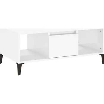 Konferenční stolek Konferenční stolek industriální, bílý lesk, 90x50x36,5 cm, dřevěný kompozit