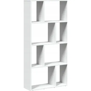 Knihovna Moderní regál s přihrádkami, bílý, 60x20x120 cm, materiál dřevotříska