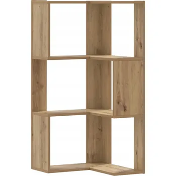 Knihovna Rohová police 3-úrovňová z materiálu na bázi dřeva, Dub Artisan, 50x50x