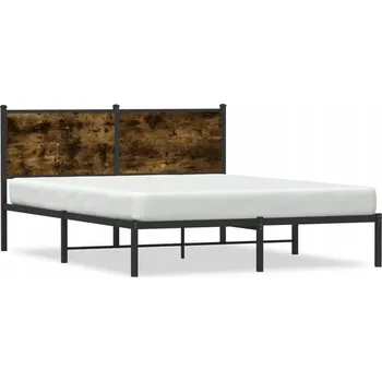 Postel Kovový rám postele, barva kouřový dub, 196 x 146 x 91,5 cm