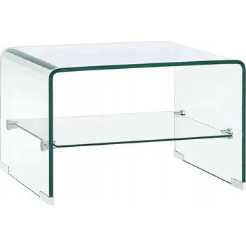Konferenční stolek Konferenční stolek z tvrzeného skla s poličkou, bezbarvý, 50x45x33 cm