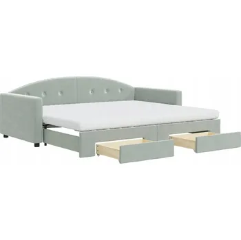 Zahradní lehátko Rozkládací lehátko 2 v 1 se zásuvkami, světle šedé, 222 x 100 x 75 cm