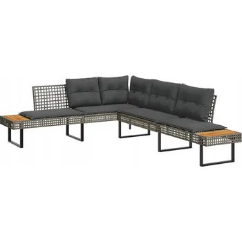 Zahradní pohovka Zahradní rohová pohovka z PE ratanu, šedá, 282 x 228 x 74 cm