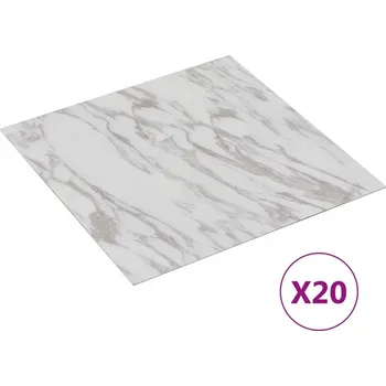 Obklad Sada 20 Samolepicích PVC Podlahových Panelů, Bílý Mramor, 30,5x30,5 cm