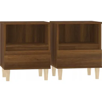 Noční stolek Noční stolek z eukalyptového dřeva, hnědý dub, 40x35x50 cm