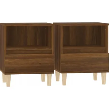 Noční stolek Elegantní noční stolky z eukalyptového dřeva, hnědý dub, 40x35x50 cm