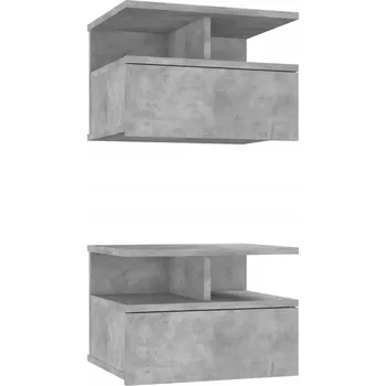 Noční stolek Závěsný noční stolek se zásuvkou, šedý betonu, 40x31x27 cm