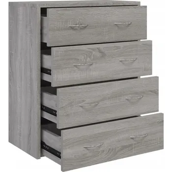 Komoda Komoda se 4 zásuvkami, dřevěný materiál, šedý dub sonoma, 60x30,5x71 cm